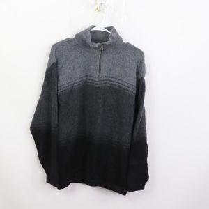 Alpaca Wool Mens Medium Half Zip Sweater Gray